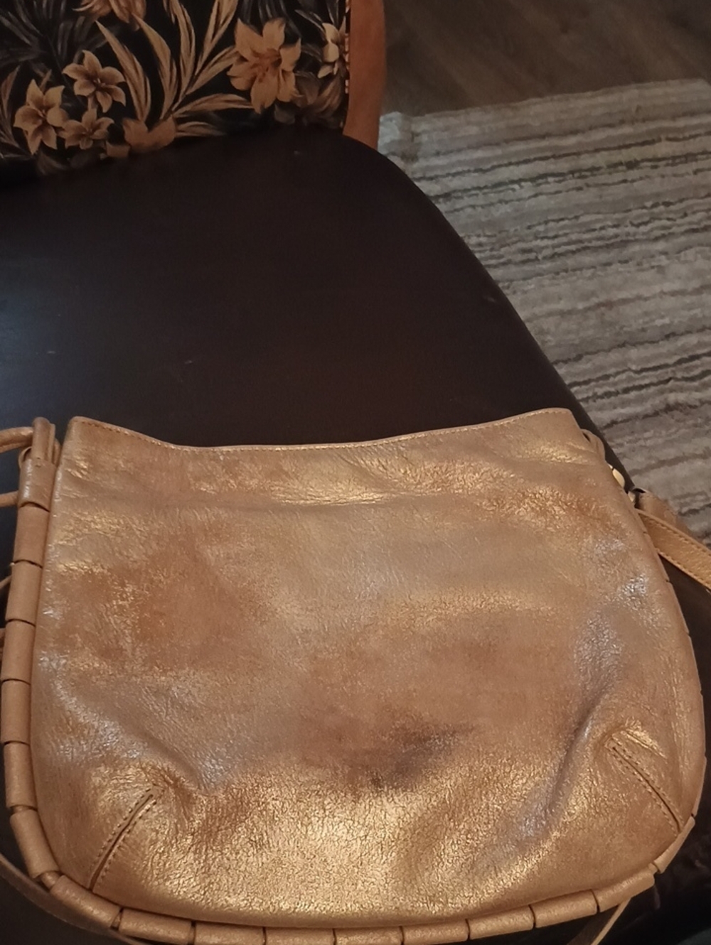 Women's Metallic Gold Crossbody Bag